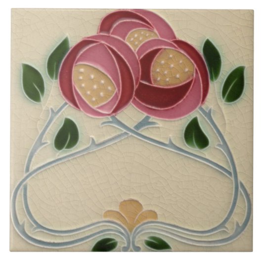 Keramik Tile - Rosa Rosen Fliese (Vorderseite)