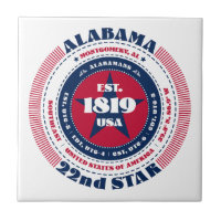 Keramik Tile Rot, Weiß und Blau Alabama