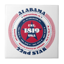 Keramik Tile Rot, Weiß und Blau Alabama