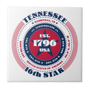 Keramik Tile Rot, Weiß und Blau des Tennessees Fliese