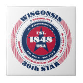 Keramik Tile, Rot, Weiß und Blau Fliese (Vorderseite)