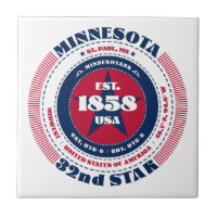 Keramik Tile Rot, Weiß und Blau Minnesota