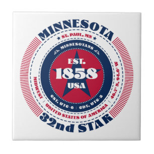 Keramik Tile Rot, Weiß und Blau Minnesota Fliese