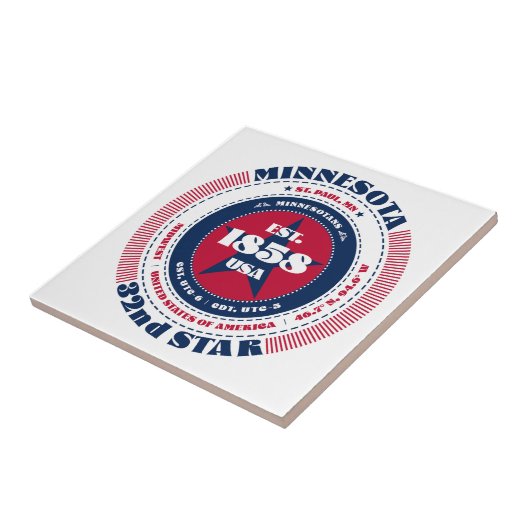 Keramik Tile Rot, Weiß und Blau Minnesota Fliese (Seite)