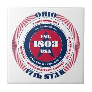 Keramik Tile Rot, Weiß und Blau Ohio Fliese