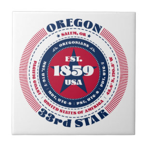 Keramik Tile Rot, Weiß und Blau Oregon Fliese