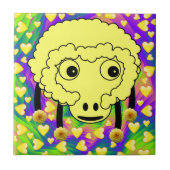 Keramik Tile Schafe Gelbe Herzen Fliese (Vorderseite)