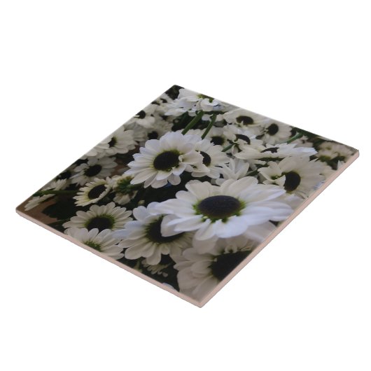 Keramik Tile - Schwarz & Weiß Daisy Fliese (Seite)