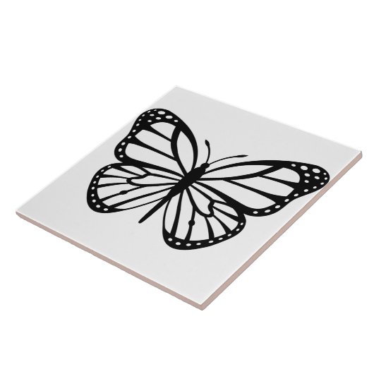 Keramik Tile - Schwarz-Weiß-Schmetterling Fliese (Seite)