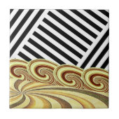 Keramik Tile Schwarz/Weiß Streifen Braun wirbeln Fliese (Vorderseite)