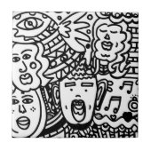 Keramik Tile - Schwarzweiß Fliese (Vorderseite)