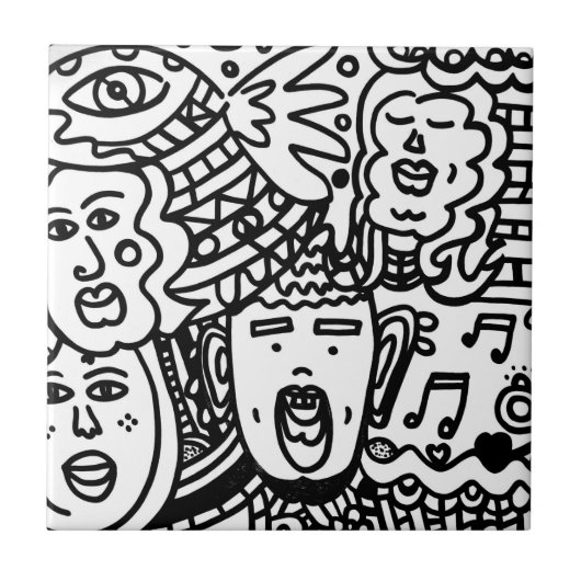 Keramik Tile - Schwarzweiß Fliese (Vorderseite)