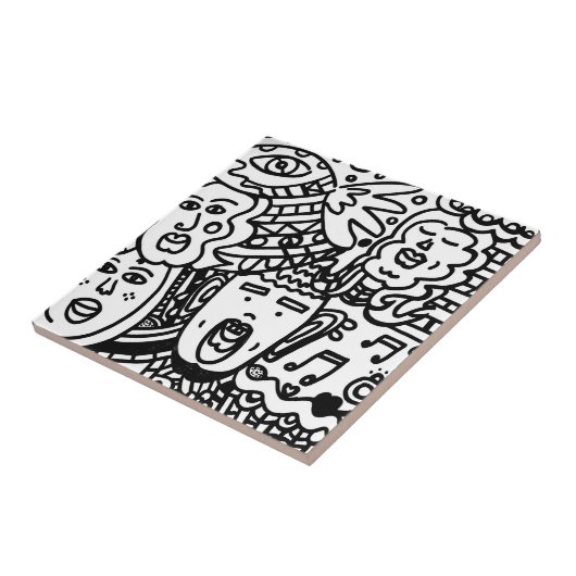 Keramik Tile - Schwarzweiß Fliese (Seite)