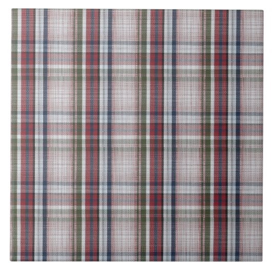 Keramik Tile - Scottish Tartan Red Blue Green Fliese (Vorderseite)
