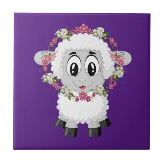 Keramik Tile Sheep Lila Fliese (Vorderseite)