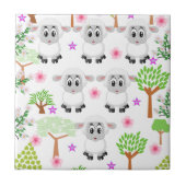 Keramik Tile Sheep Trees floral Fliese (Vorderseite)