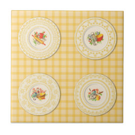 Keramik Tile, Small-KITCHEN TELLER GELB Fliese