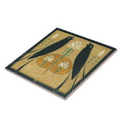 Keramik Tile - Songbird Art Nouveau Floral Fliese (Seite)