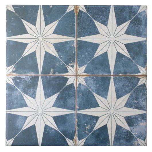 Keramik Tile - Star Burst Blue Fliese (Vorderseite)