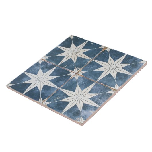 Keramik Tile - Star Burst Blue Fliese (Seite)