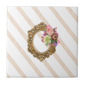 Keramik Tile Streifen Beige & Weiße Streifen Vinta Fliese (Vorderseite)