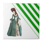 Keramik Tile Streifen Grün/Weiß Streifen Vintag Fliese (Vorderseite)