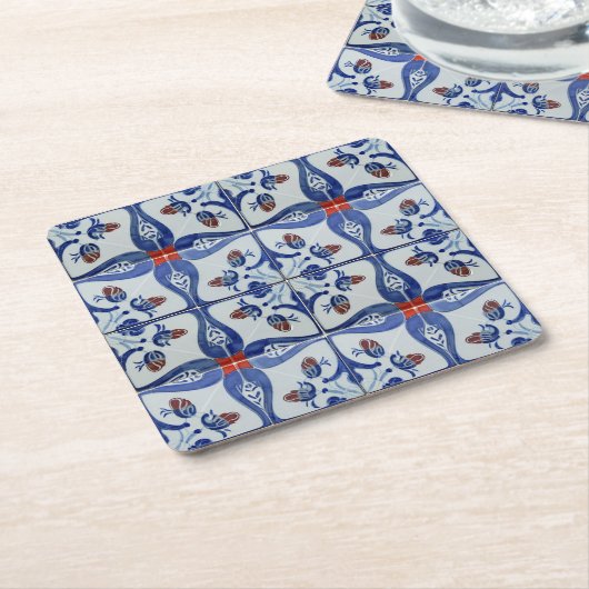 Keramik Tile Style Muster Rechteckiger Pappuntersetzer (angewinkelt)