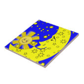 Keramik Tile Sun Moon Yellow Stars Blau Fliese (Seite)