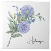 Keramik Tile/Trivet-Floral Hydrangea Fliese (Vorderseite)