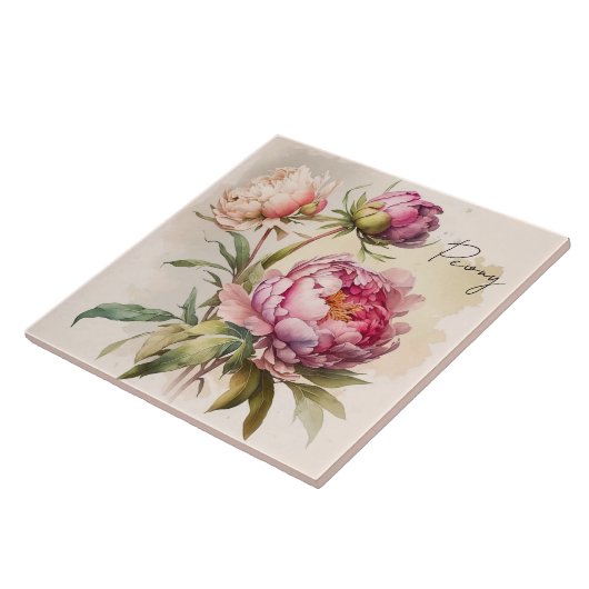 Keramik Tile/Trivet-Floral Peony Fliese (Seite)