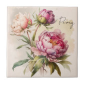 Keramik Tile/Trivet-Floral Peony Fliese (Vorderseite)