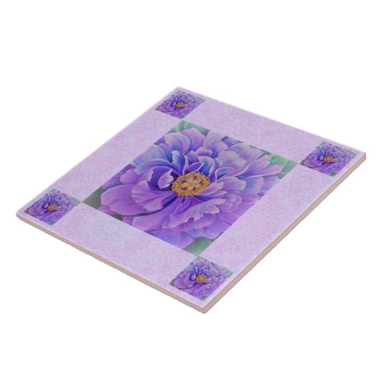 Keramik Tile / Trivet - Lavender Peonie Fliese (Seite)