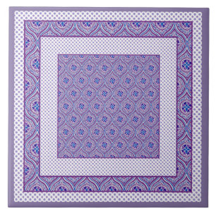 Keramik Tile, Trivet Mauve und Weiße Ogees, Polkas Fliese