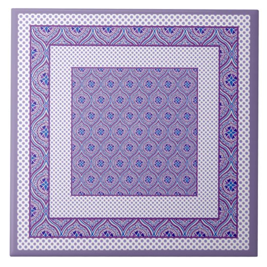Keramik Tile, Trivet Mauve und Weiße Ogees, Polkas Fliese (Vorderseite)