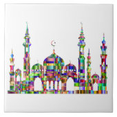 Keramik Tile Trivet mit bunten Prismenmoschee Desi Fliese (Vorderseite)