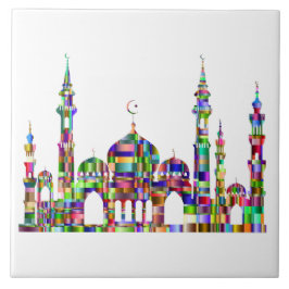 Keramik Tile Trivet mit bunten Prismenmoschee Desi Fliese
