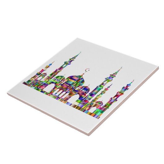 Keramik Tile Trivet mit bunten Prismenmoschee Desi Fliese (Seite)