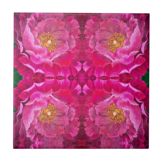 Keramik Tile / Trivet - Pink Cactus Rose Fliese (Vorderseite)