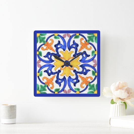Keramik Tile Trivet Quadratische Wanduhr (Zuhause)