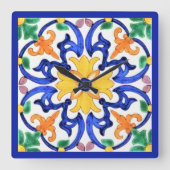 Keramik Tile Trivet Quadratische Wanduhr (Vorderseite)