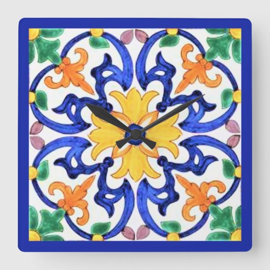 Keramik Tile Trivet Quadratische Wanduhr (Vorderseite)