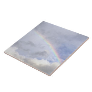 KERAMIK TILE/TRIVET, "RAINBOW IN THE CLOUUUES" FLIESE