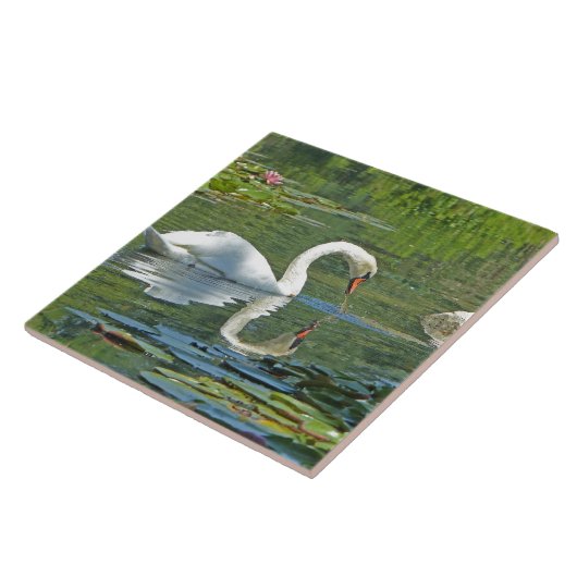 KERAMIK TILE/TRIVET, "SCHWIMMEN AUF LILY POND" FLIESE (Seite)