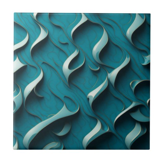 Keramik Tile " Türkiswaves " Fliese (Vorderseite)