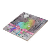 Keramik Tile Unicorn Rosa Bow Fliese (Seite)