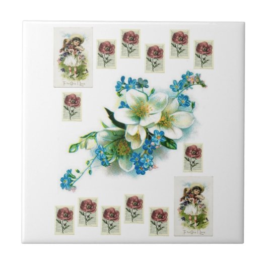 Keramik Tile Viktorianisch Floral Fliese (Vorderseite)