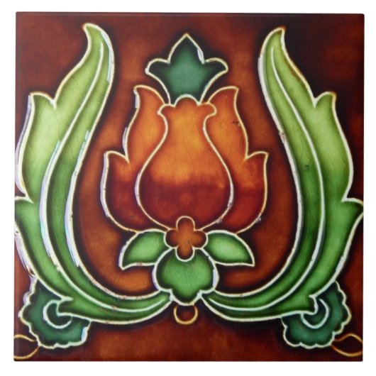 Keramik Tile - Vintages Aussehen Jugendstil Fliese (Vorderseite)