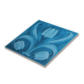 Keramik Tile - Vintages Blaues Tulip Jugendstil Fliese (Seite)