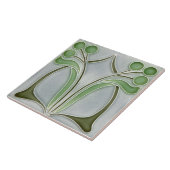 Keramik Tile - Vintages Jugendstil-Grün Grau Fliese (Seite)