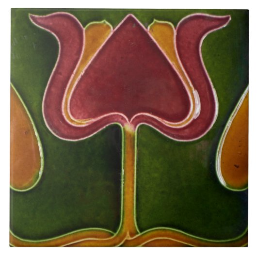 Keramik Tile - Vintages Tulip Jugendstil Fliese (Vorderseite)